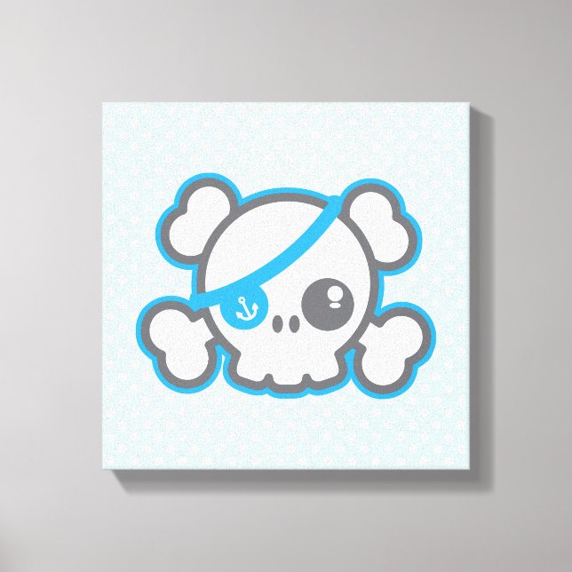 Kawaii Pirate Skull Wrapped Canvas Leinwanddruck (Vorderseite)
