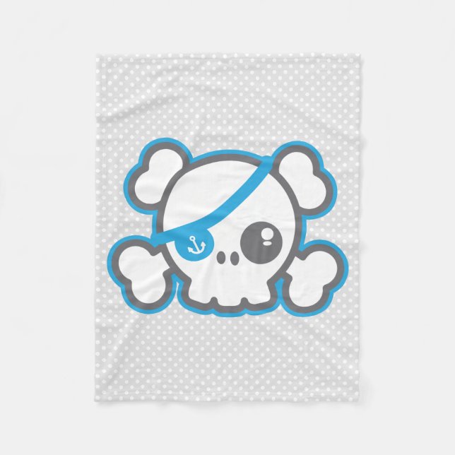 Kawaii Piraten-Schädel-Fleece-Decke Fleecedecke (Vorderseite)