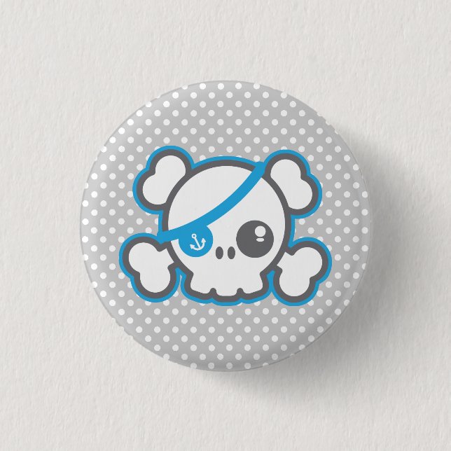 Kawaii-Piratenschädel-Knopf Button (Vorderseite)