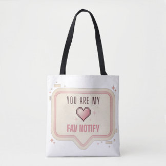 Kawaii Pixel Herz "Du bist meine Lieblingsbenachri Tasche