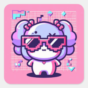 Kawaii Pixel Pal Quadratischer Aufkleber