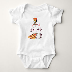 Kawaii Pizza Cat & Little Pizza Buddy Lustiges Gra Baby Strampler