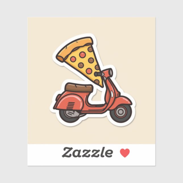 Kawaii Pizza Delivery Scooter Sticker (Blatt)