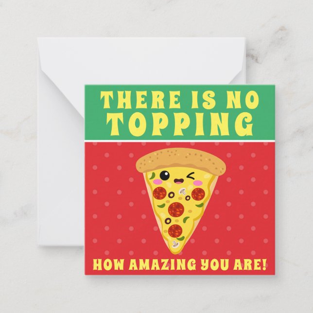 Kawaii Pizza Slice Classroom Valentine Mitteilungskarte (Vorderseite)