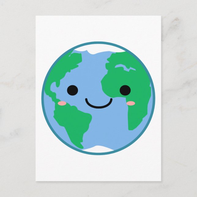 Kawaii Planet Erde Postkarte (Vorderseite)