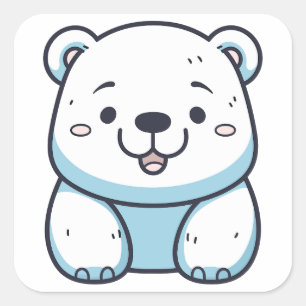 Kawaii Polar Bear Graphic Design Quadratischer Aufkleber