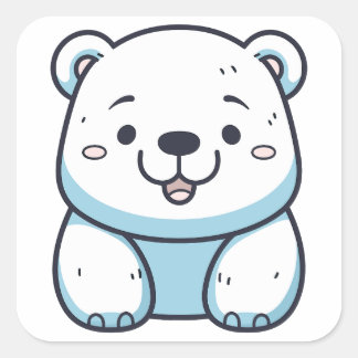 Kawaii Polar Bear Graphic Design Quadratischer Aufkleber