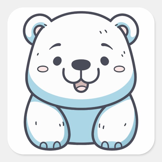 Kawaii Polar Bear Graphic Design Quadratischer Aufkleber (Vorderseite)