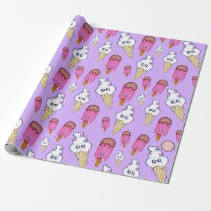 Kawaii Popsicle Ice Creme Cone Wrapping Paper Geschenkpapier