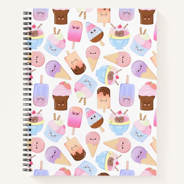 Kawaii Popsicle Muster Adorable handGezeichnet Eis Notizbuch (Vorderseite)