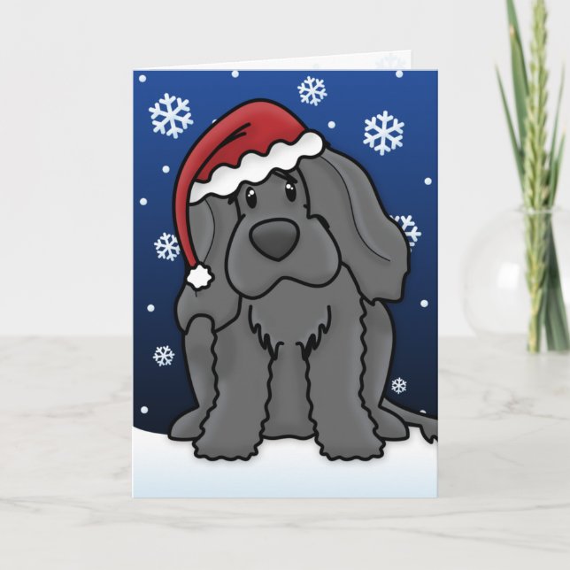 Kawaii portugiesische Wasser-Hundeweihnachtskarte Feiertagskarte (Vorderseite)