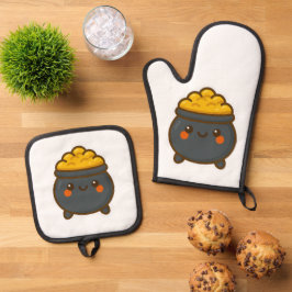 Kawaii Pot of Gold Ofenhandschuh & Topflappen-Set