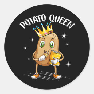 Kawaii Potato Queen Grafische Pflanzkartoffel Love Runder Aufkleber