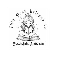 Kawaii Princess Book Reading Crown Hearts Library