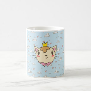 Kawaii Prinzessin Katze Illustration Kaffeetasse