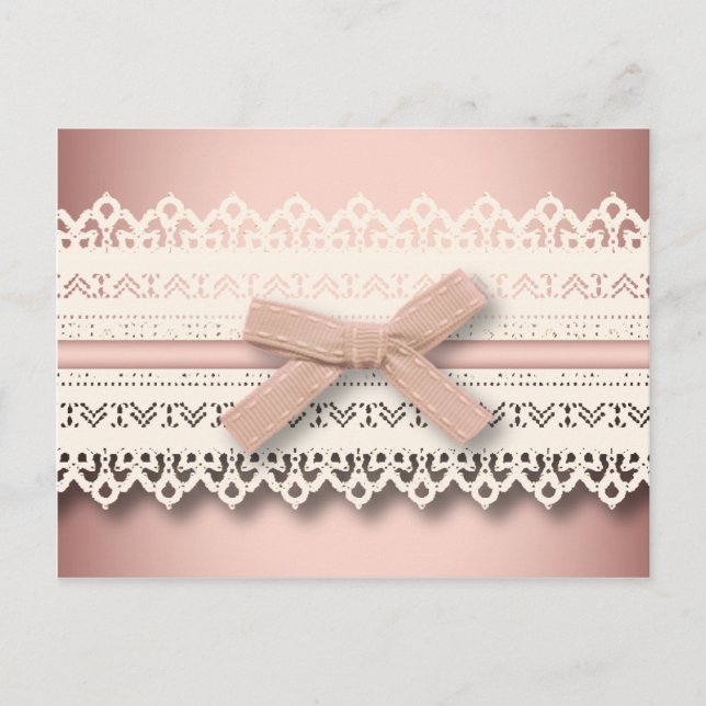 Kawaii Prinzessin mädchenhafte, weiße Spitze, rosa Postkarte (Vorderseite)