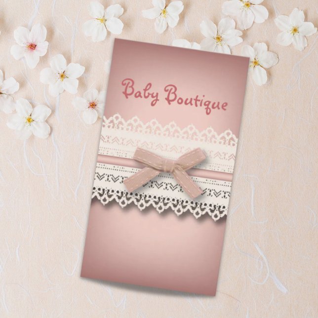 Kawaii Prinzessin mädchenhafte, weiße Spitze, rosa Visitenkarte (Kawaii princess girly chic white lace pink bow business card)