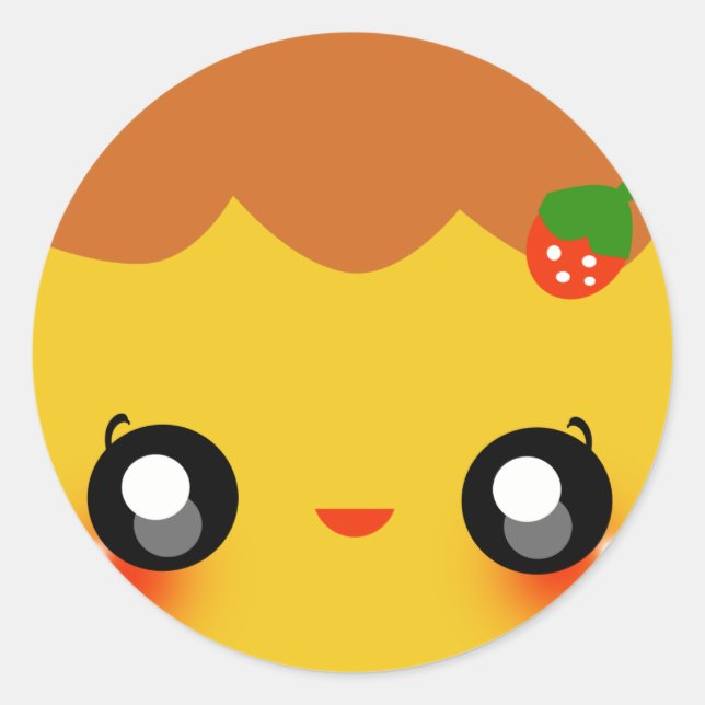 Kawaii Pudding Runder Aufkleber (Vorderseite)