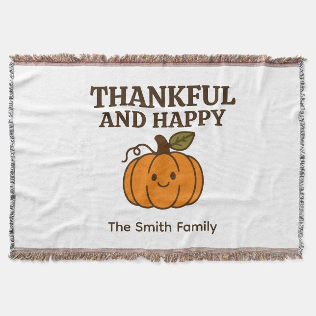 Kawaii Pumpkin Dankbarkeit und glücklicher Familie Decke (Vorderseite)