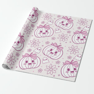 Kawaii Pumpkins, Geister und Blume Geschenkpapier