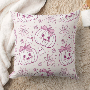 Kawaii Pumpkins, Geister und Blume Kissen