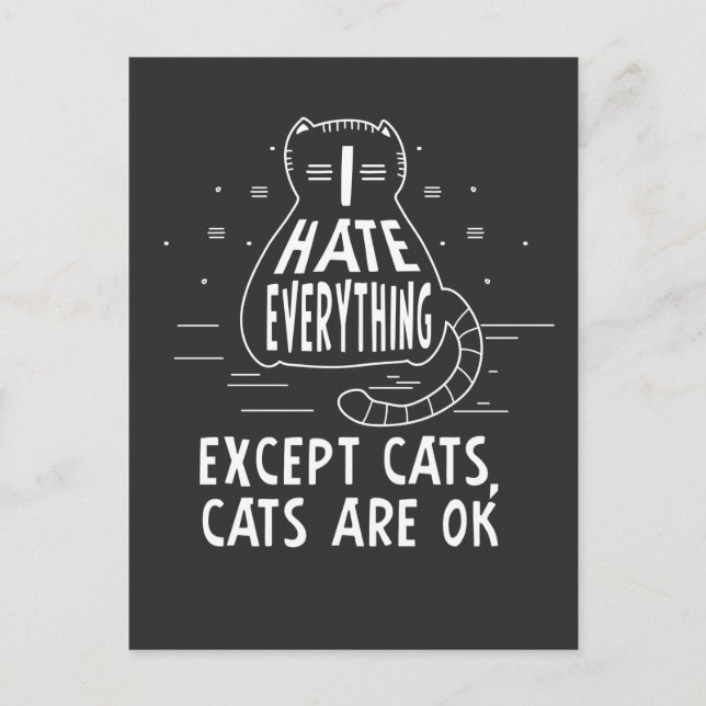 Kawaii Punk Cat hasst alles außer Katzen Kitty Postkarte (Vorderseite)