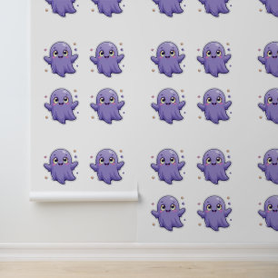 Kawaii Purple Fantôme Papier peint mignon Éffrayan