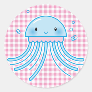 Kawaii-Qualle Runder Aufkleber