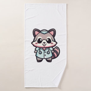 Kawaii Racoon als Krankenschwester Badehandtuch