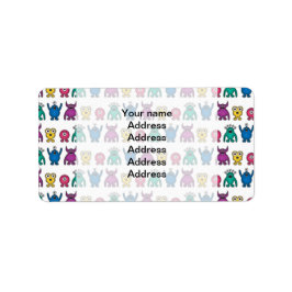 Kawaii Rainbow Alien Monsters Pattern Adressaufkleber
