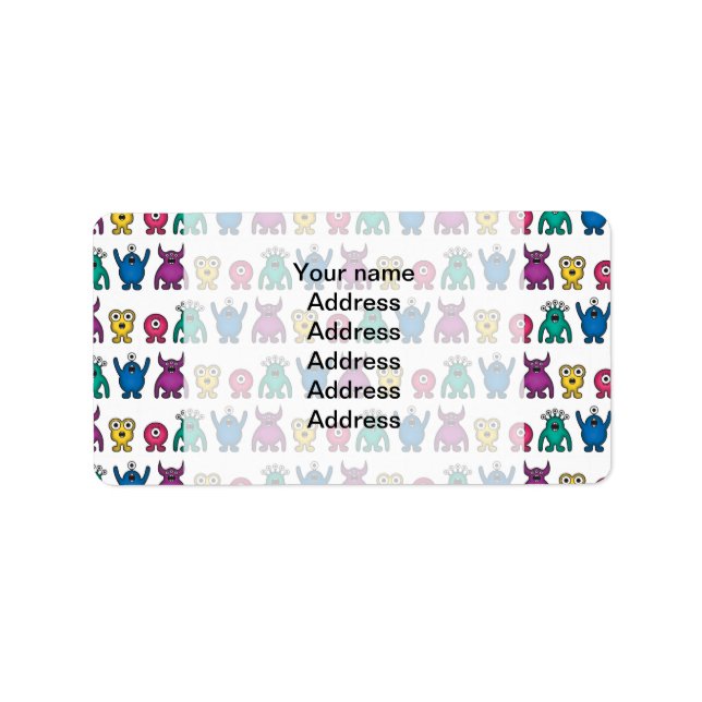 Kawaii Rainbow Alien Monsters Pattern Adressaufkleber (Vorne)