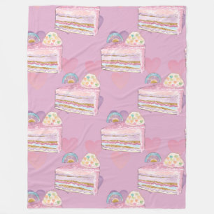 Kawaii Rainbow Cake Pattern - Pastel Lila Fleecedecke