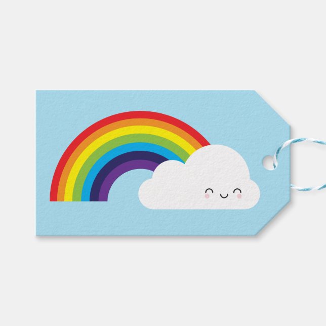 Kawaii Rainbow Geschenkanhänger (Vorderseite (Horizontal))