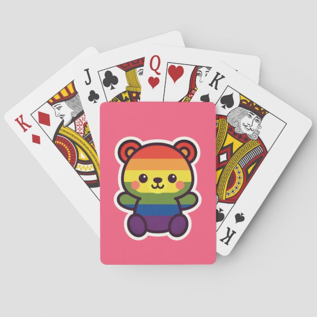 Kawaii Rainbow Teddy - Ein Niedlicher LGBTQ+-Prix- Spielkarten (Rückseite)