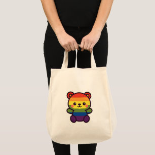Kawaii Rainbow Teddy - Ein Niedlicher LGBTQ+-Prix- Tragetasche