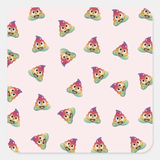kawaii Rainbow unicorn kacke emoji magischen kack Quadratischer Aufkleber (Vorderseite)