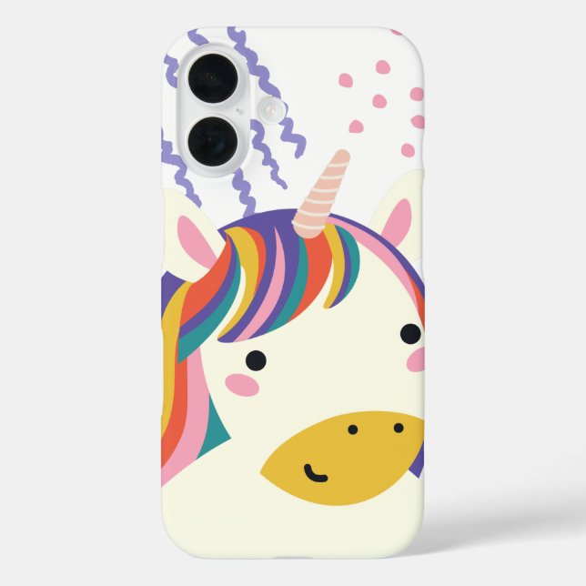 Kawaii Rainbow Unicorn Magic iPhone 16 Hülle (Rückseite)