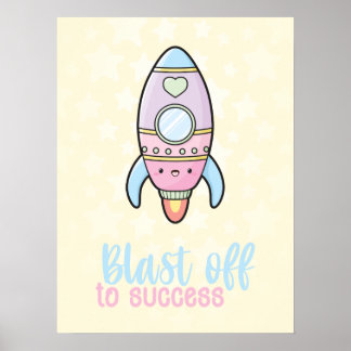 Kawaii-Rakete explodiert in Erfolgsmotivation Poster