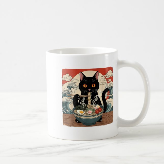 Kawaii Ramen Cat Anime Japanese Noodles Food Wave  Kaffeetasse (Rechts)