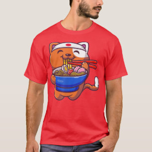 Kawaii Ramen Cat Anime japanische Mädchen Teenage T-Shirt