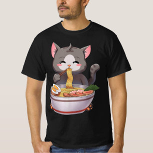 Kawaii Ramen Cat Anime Japanisches Lebensmittelges T-Shirt