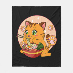Kawaii Ramen Cat Japanisch Neko Noodle Anime Gift Fleecedecke