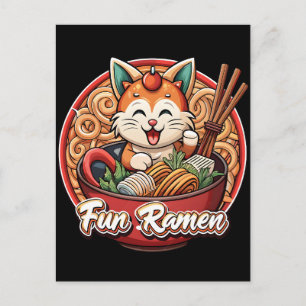 Kawaii Ramen Katze Retro Japanische Nudeln Kunstwe Postkarte