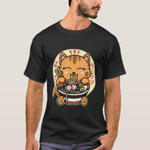 Kawaii Ramen Niedlich Anime Orange Cat Japanischer T-Shirt