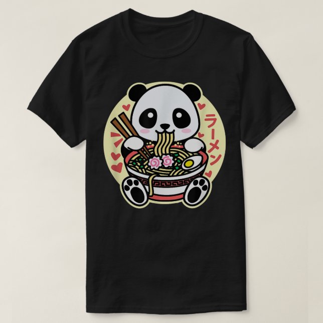 Kawaii Ramen Niedlich Anime Panda Japanisch Asiati T-Shirt (Design vorne)