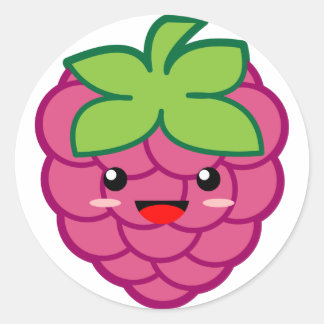 Kawaii Raspberry Runder Aufkleber