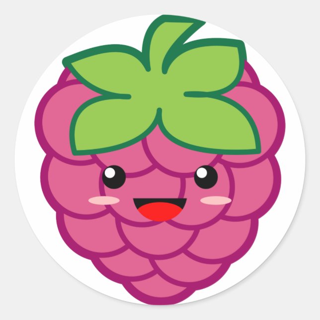 Kawaii Raspberry Runder Aufkleber (Vorderseite)