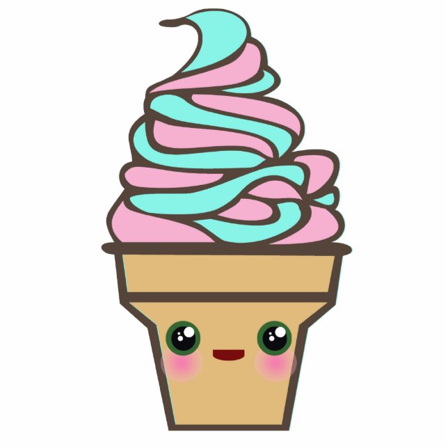 Kawaii Rave Ice Creme Cone Fotoskulptur Magnet (Vorne)