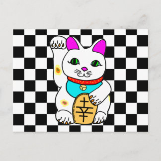 Kawaii Rave Lucky Cat Maneki Neko Postkarte