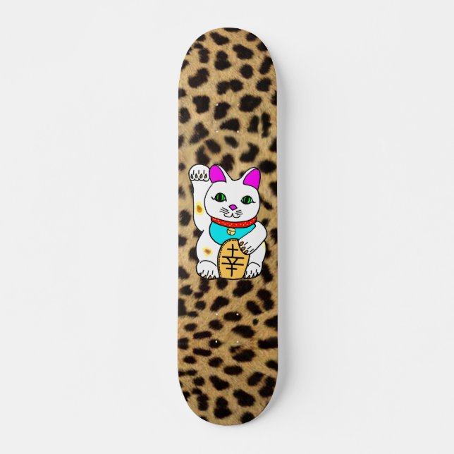 Kawaii Rave Lucky Cat Maneki Neko Skateboard (Vorne)